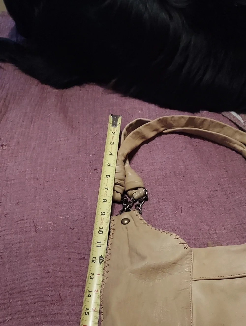 ***Cleaned With Leather Cleaner & Color Faded***Italian Leather Bag Maritza - Picture 7 of 9